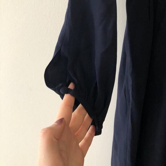 Altuzarra Navy Silk Long Sleeve Peasant Dress - Picture 7 of 10